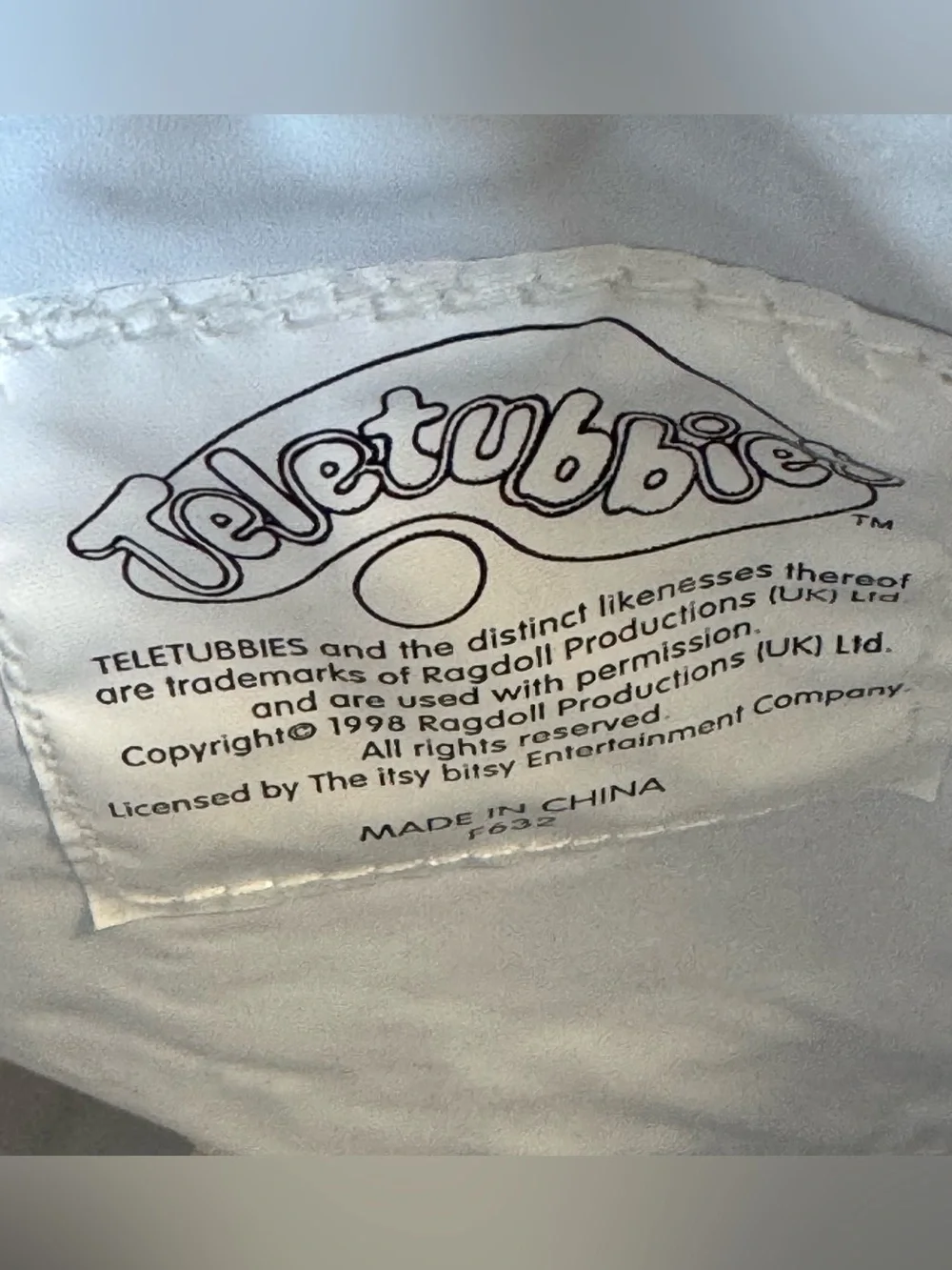vintage 1990s Ragdoll Teletubbies blue and white gingham diaper bag